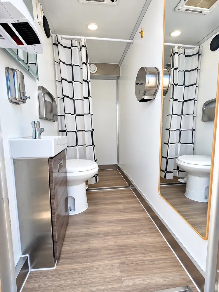 Mobile luxury shower restroom trailer bathroom interior