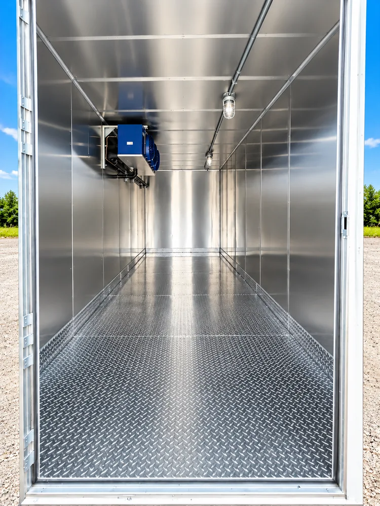 Refrigerated storage interior with cooling unit