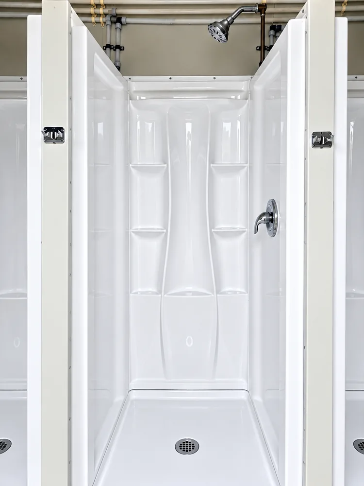 Mobile shower container interior