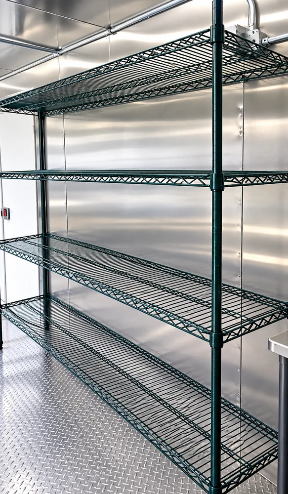 Commercial dish trailer interior
