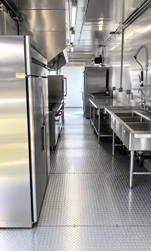 38 ft commercial kitchen trailer cooking line and wash stations