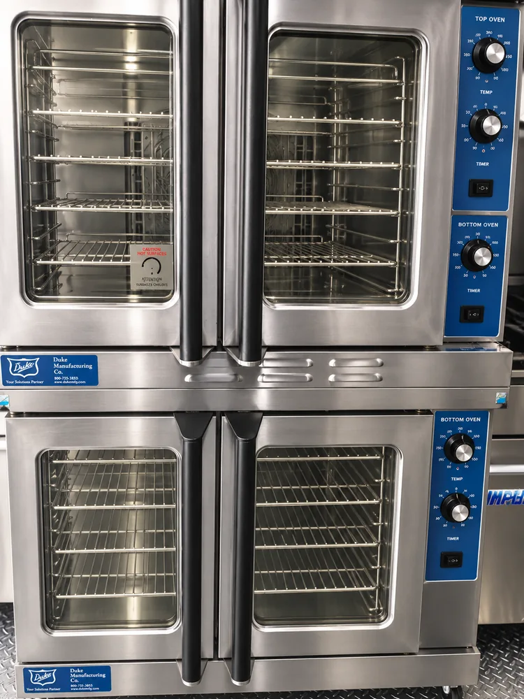 Mobile kitchen trailer stacked convection ovens