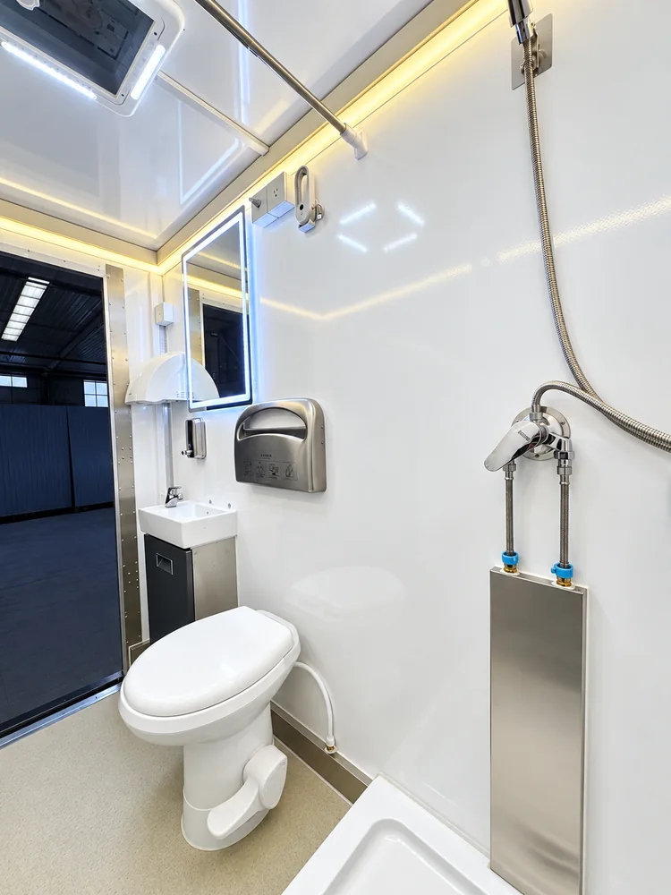 Commercial luxury shower restroom trailer interior